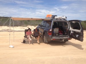 Katy & Emma relaxing on the beach at Little Lagoon